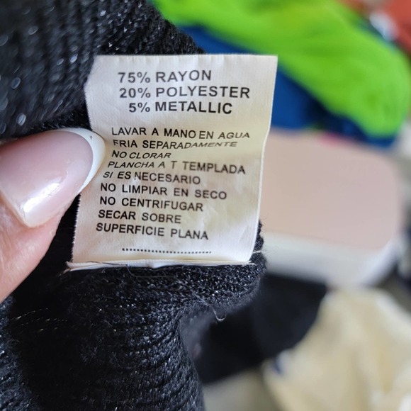 Marquis Ribbed Surplice Sweater Dress v neck black sz M - Picture 10 of 10